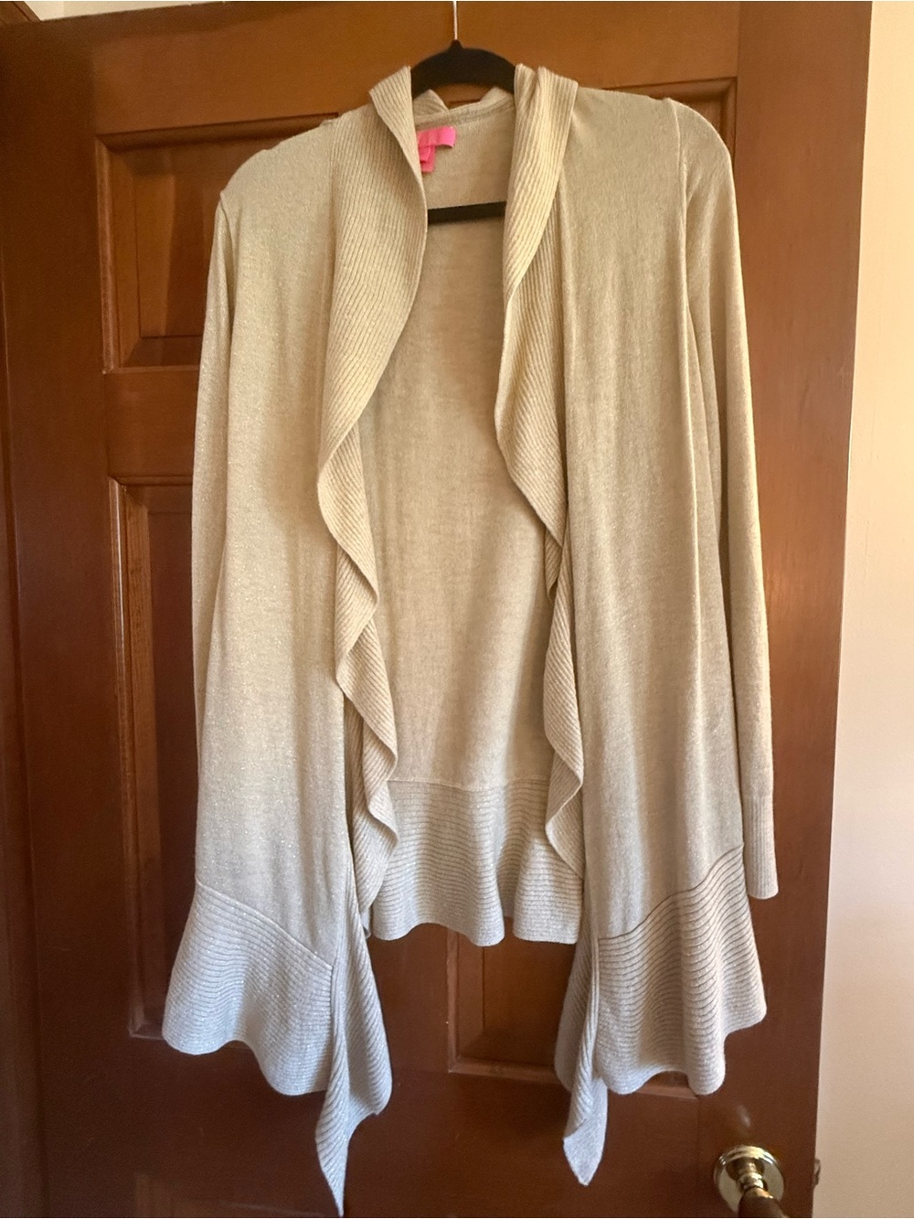 Lilly Pulitzer Cream Ruffle-Front Open Cardigan